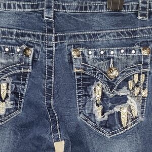 Vintage Y2K Rebel And Soul Bling Flap Back Pocket Jeans
